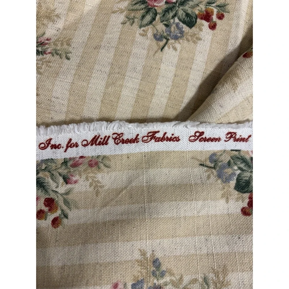 Raymond Waites Mill Creek Mayflower Cotton Fabric Shabby Cottage Floral Stripe
